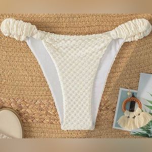 SHEIN. Size S. Cream Ruched Bikini Bottom. Never worn.